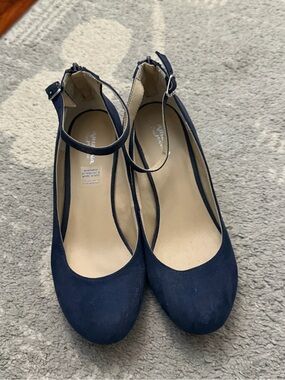 Classic Navy Ankle-Strap Women's Wedge